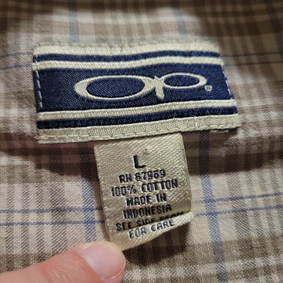 Ocean Pacific Short Sleeve Button Front Plaid Shirt LARGE - Picture 4 of 7